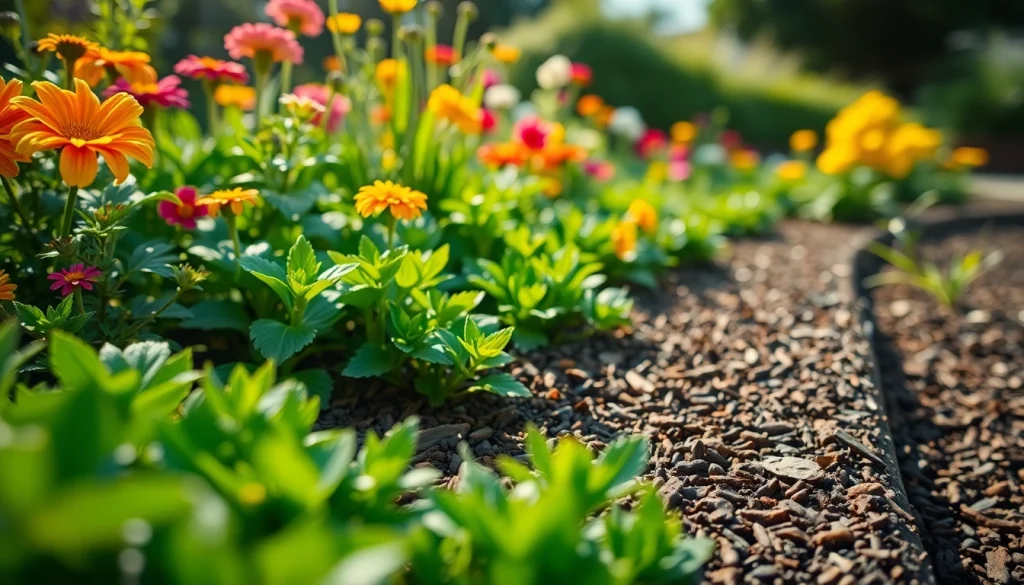 Enhance your garden maintenance with vibrant flowers and lush greenery in a beautifully arranged garden bed.