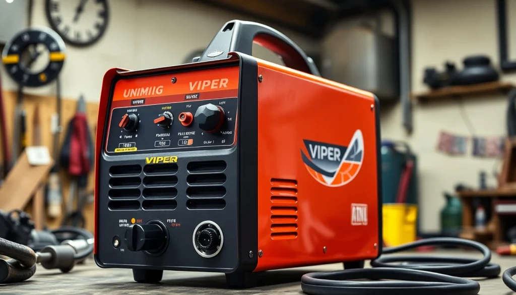 Operating the Unimig Viper welder, demonstrating its unique three-in-one functionality for MIG, TIG, and STICK welding.