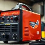 Operating the Unimig Viper welder, demonstrating its unique three-in-one functionality for MIG, TIG, and STICK welding.