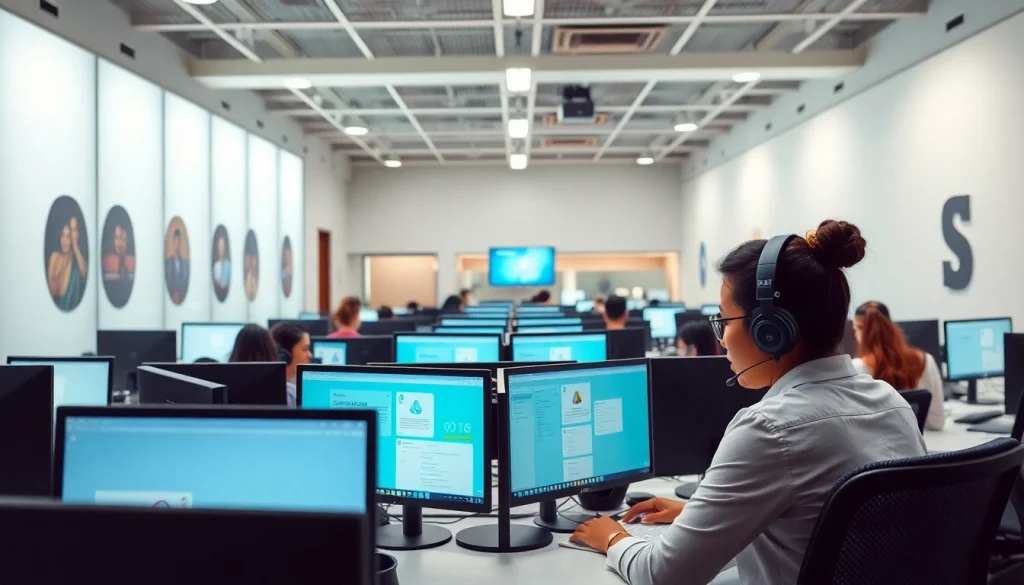 Agents working in call centers in Tijuana, Mexico, providing professional customer service in a modern workspace.