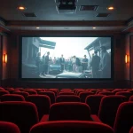 Enjoy a selection of public domain movies free on a vintage cinema screen showcasing classic films.