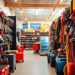 Browse essential welding supplies near me in a vibrant store filled with varied tools and equipment.