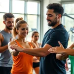 Engaged clients in a Semi Personal Training session in Jersey City with a focused trainer.