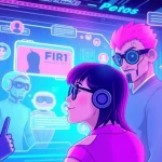 Engage with interactive AI characters on crush on.ai in a colorful digital landscape.