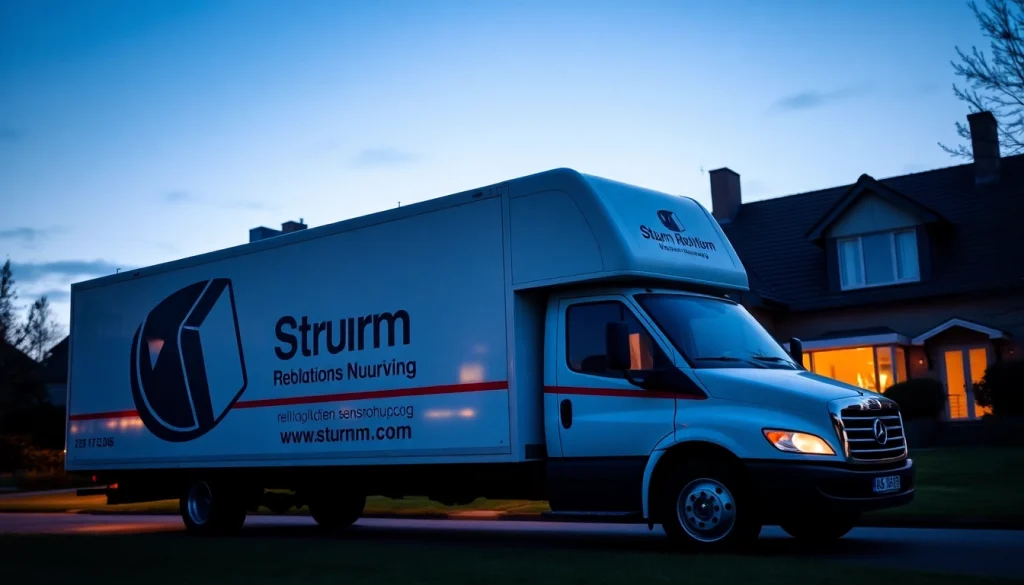 Efficient Umzug Erlangen by Sturm Relocations, showcasing a branded moving truck ready for a successful relocation.