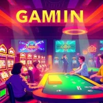 Engaging scene of online gaming at Petirzeus88 showcasing vibrant slot machines and casino fun.