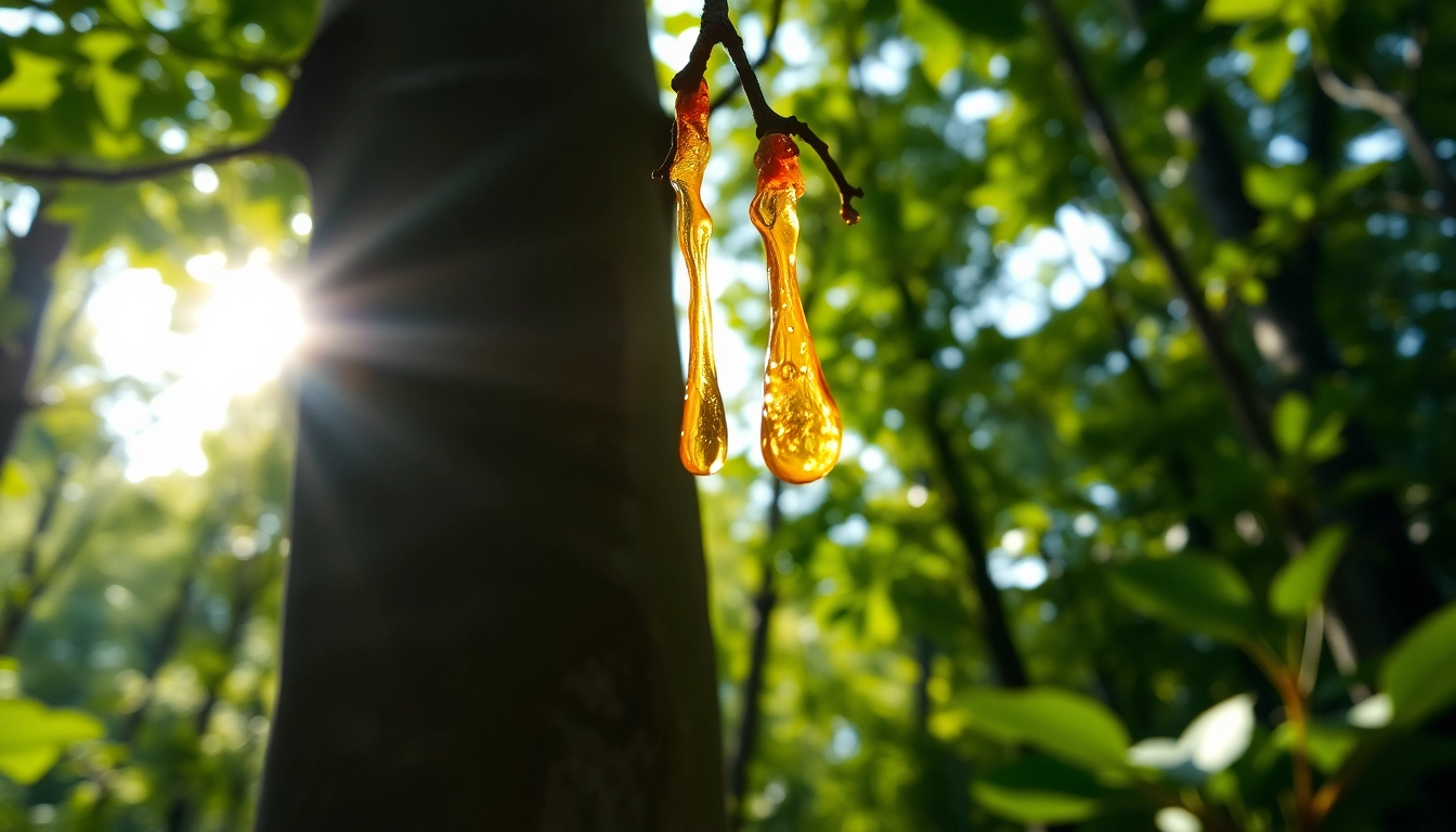 Extracting Benjoin resin from Styrax trees amidst a serene forest ambiance.
