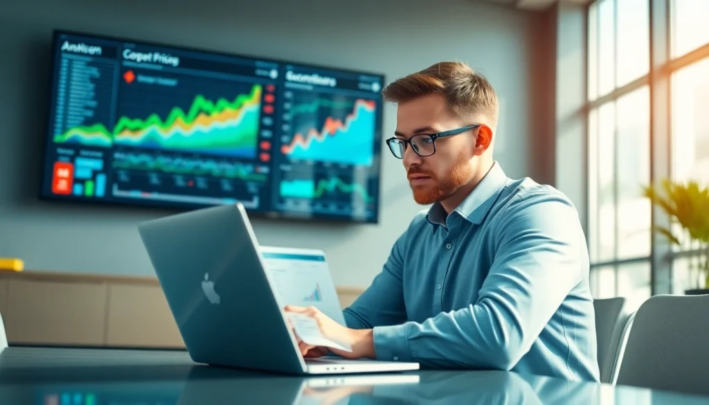 Analyzing competitor pricing research data in a modern office setting.