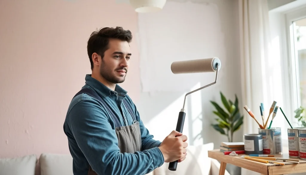 Drywall painting contractors near me showcasing professional work in a stylish living space.
