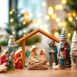 Explore stunning Nativity sets highlighting the Holy Family in a cozy festive setting.