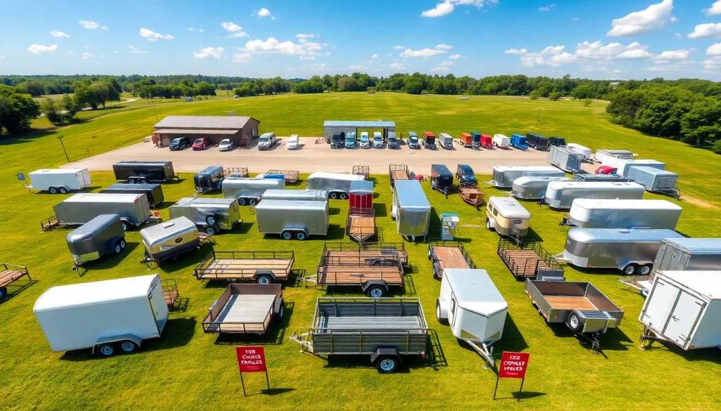 Find quality trailers near me showcased in a vibrant outdoor lot with diverse models.