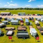 Find quality trailers near me showcased in a vibrant outdoor lot with diverse models.
