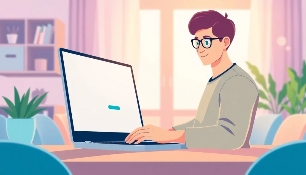 Download the line電腦版官方下載 on a stylish laptop, showcasing a modern workspace.