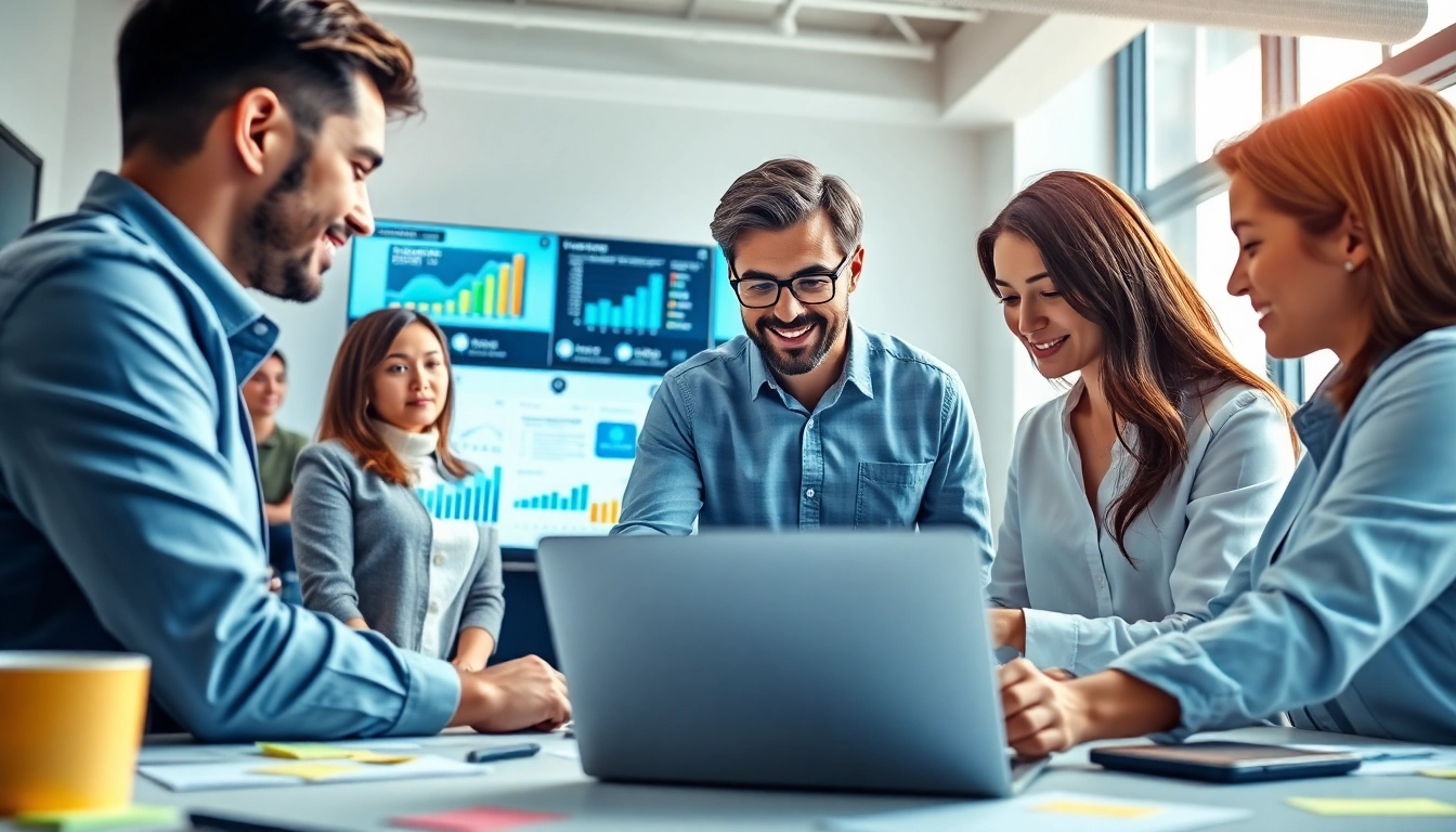 Analyze metrics on https://cedric-riley.metadesigndemos.com with a diverse marketing team in an engaging office.