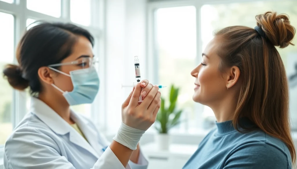 Weight loss shots being administered in a modern clinic setting by a health expert.
