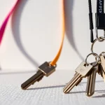 Lanyard keychain featuring a colorful design with attached keys, highlighting its stylish functionality.