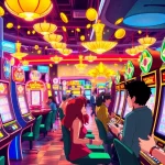 Permainan game slot yang mengasyikkan dengan pemain bersemangat di kasino.