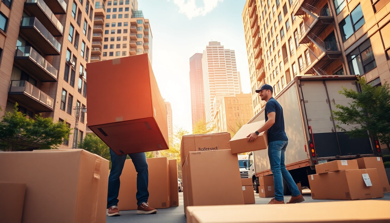 Local Toronto movers efficiently handling furniture during a move in vibrant city surroundings.