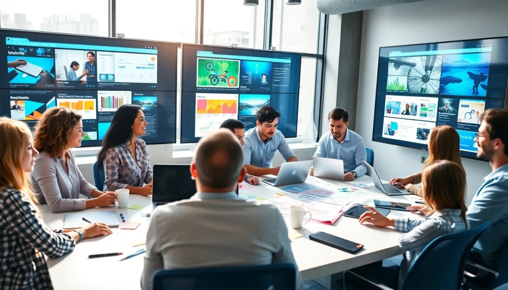 Watch professionals from web design companies in Kansas City collaborating in a creative workspace.