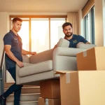 Movers Toronto team efficiently packing and unloading furniture in an urban apartment setting.
