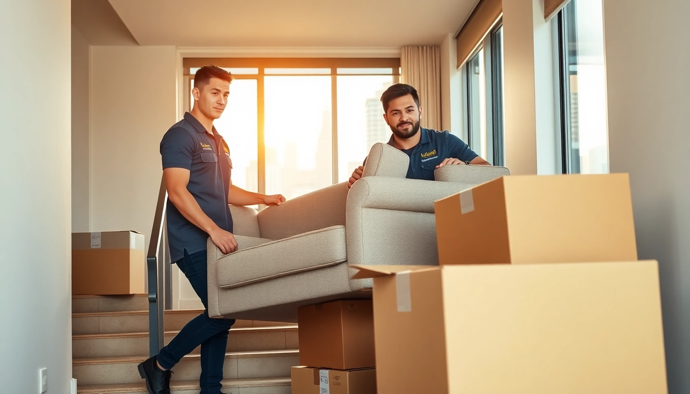 Movers Toronto team efficiently packing and unloading furniture in an urban apartment setting.