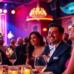 Diners enjoying an interactive dinner theater las vegas performance with vibrant ambiance and engaging atmosphere.