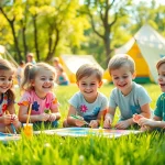 Engaged children enjoying fun activities at holiday camps, showcasing creativity and teamwork.